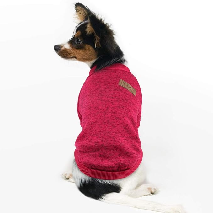 Idepet Pet Dog Classic Knitwear Sweater, Soft Fleece Coat for Small,Medium Dog,Warm Pet Dog Cat Clothes, Puppy Customes (XL, WineRed)