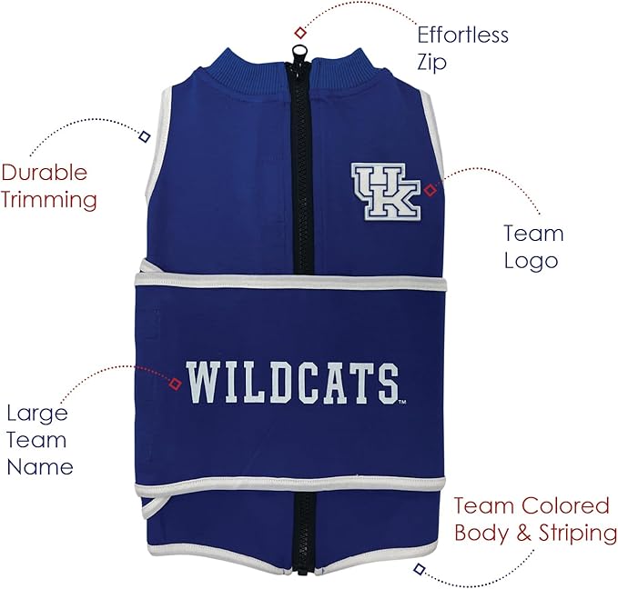 NCAA Kentucky Wildcats Dog Anxiety Shirt Calming Soothing Vest for Dogs Cats with Anxiety, Fears, Fireworks, Loud Noises, Dark, Lonely Keeps Dogs Calm & Feeling Safe, Relaxing Jacket, Small