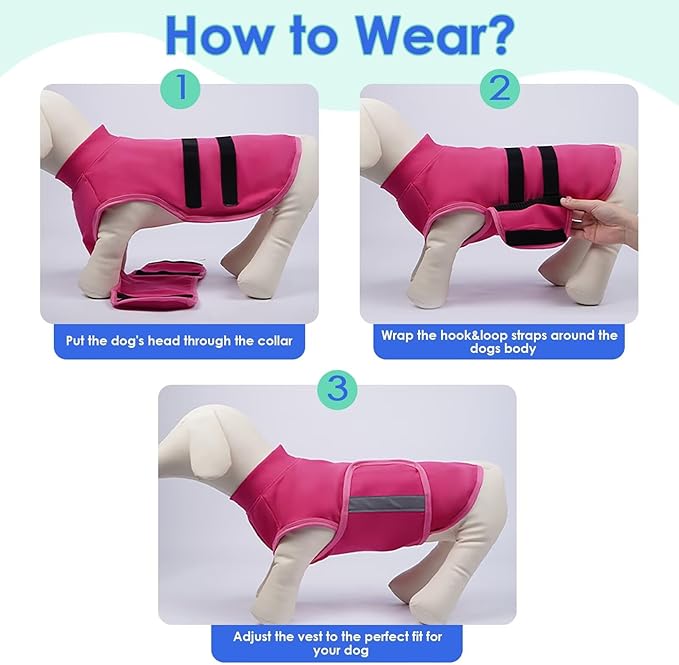 MIGOHI Dog Anxiety Relief Coat,Comfort Anxiety Vest for Dogs,Adjustable Anxiety Calming Wrap for Fireworks,Thunderstorms,Travel, Separation, Dog Anxiety Jacket for Small Dogs,L,Rosered