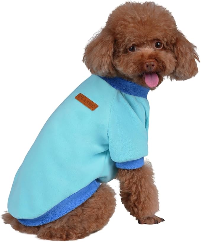 GreenJoy Classic Fleece Dog Sweater – Soft & Warm Stretchy Sweatshirt for Small Dogs & Cats, Cold-Weather Pullover for Everyday Wear (Light Blue, Large/X-Large)