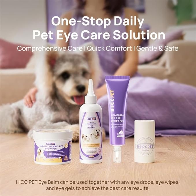 HICC PET Eye Balm for Dogs & Cats, Vet-Recommended Dog Eye Infection Treatment Gently Remove Tear Stain, Debris, Discharge, Crust - Hypoallergenic Pet Eye Cream Cleaner for Wrinkle, Face - 1.06 oz