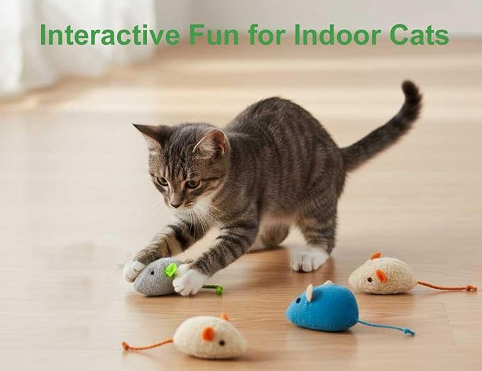 Cat Toys Mice for Bored Indoor Cats, 20 Pack Plush Mice with Catnip Smell and Bonus Pouch, Interactive Mouse Toy for Adult and Kitten (20 Pack Catnip Toys (5 Colors, 4 of Each Color))