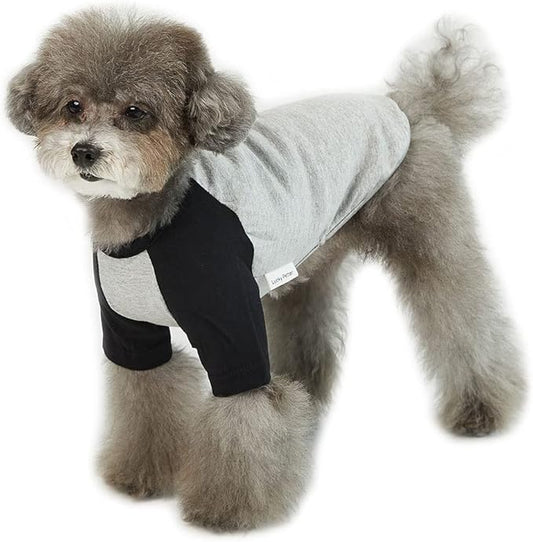 Dog Shirt for Small and Large Dogs Raglan Cotton T-Shirts Soft Breathable Dog Shirts pet Clothes Gray Series (X-Small, Gray/Black)