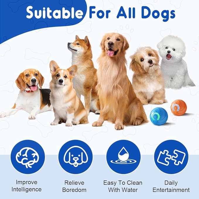 2025 New Dog Ball for Large Dogs, 2PCS Interactive Dog Ball Toy Vibrating Balls, Smart Shaking Pet Bounce Electric Balls Automatic Moving Pet Toy for All Dogs (#B2)