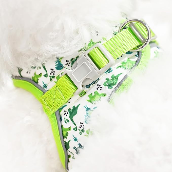 Step in Dog Harness and Leash Set, Flower Adjustable Easy Walk Puppy Harnesses, Soft Mesh Pet Vest Harness Small Size Dog Adjustable No Pull Dog Harness for Small Medium Dogs(Bee, M)