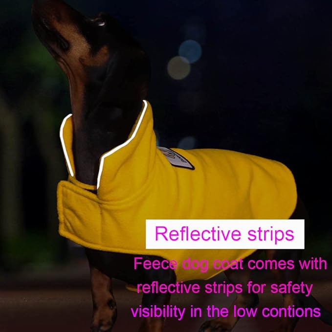 Fleece Dog Coat Winter Pet Jacket Reflective for Cold Weather for Large Medium Small Dogs(Yellow,3XL)