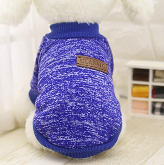 Idepet Pet Dog Classic Knitwear Sweater, Soft Fleece Coat for Small,Medium Dog,Warm Pet Dog Cat Clothes,Soft Puppy Customes (M, DarkBlue)
