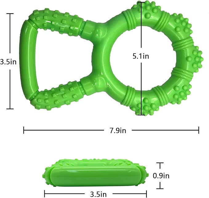 Tug of War Dog Toy, Interactive Dog Pull Toys, Adult and Puppy Teething Toy, Tough Chew Toy for Small Medium Large Dogs, Rubber, Lightweight, Comfortable Grip (Green)