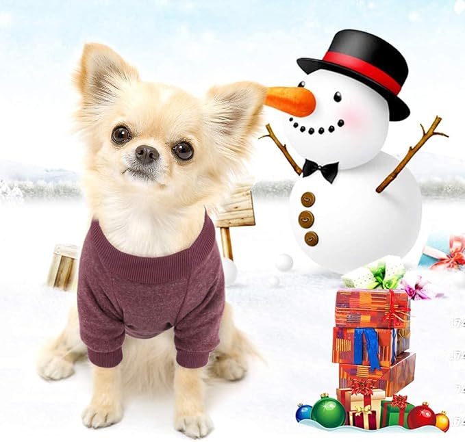 Idepet Pet Dog Classic Knitwear Sweater Fleece Coat Soft Thickening Warm Pup Dogs Shirt Winter Pet Dog Cat Clothes Puppy Customes Clothing for Small Dogs(XXL,Brown)