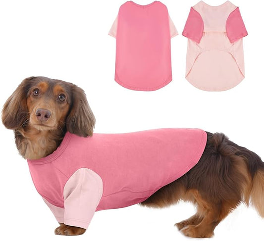 2 Pack Dog Shirt for Medium Dogs - Soft Breathable Summer Cool Tee, Lightweight Comfortable Clothes for Sensitive Skin Jack Russell, Shihtzu, Indoor Lounging, Walking, Park Play, Beach, Pink