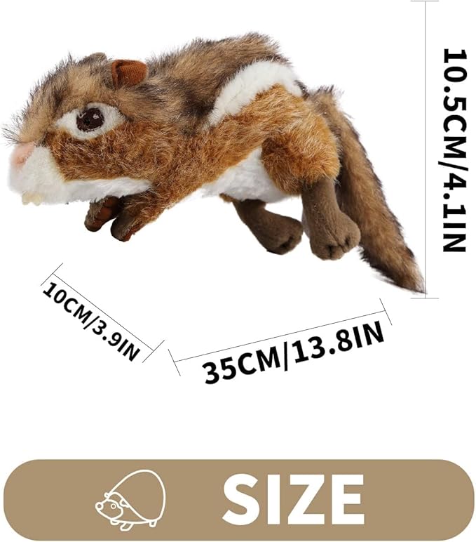 ALL FOR PAWS Squirrel Squeaky Doy Toy, Squirrel Dog Toy for Medium Large Breed, Puppy Fetch Toy with Squeaker, Plush Chew Dog Toy, 13.8 x 3.9 x 4.1inches, Chipmunk-L