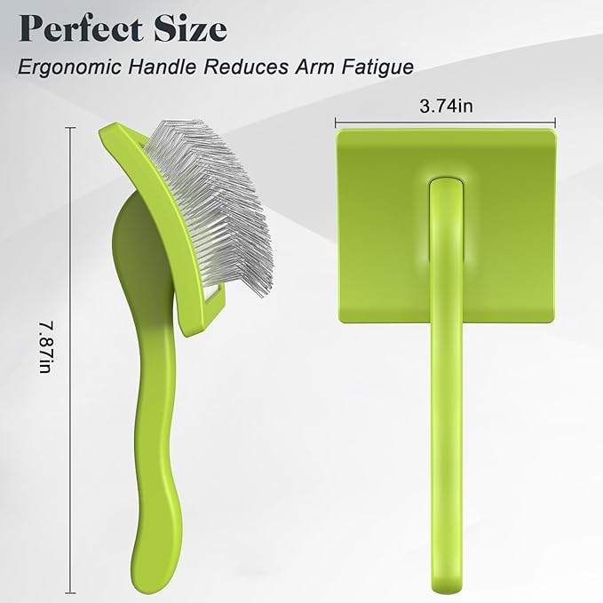 2PCS Slicker Brush for Dogs & Pet Comb,Professional Dog Grooming Brush (Goldendoodles,Poodles,Labradoodles) with Extra Long Pins to Effectively Remove Tangles, Knots and Mats (Green Large)