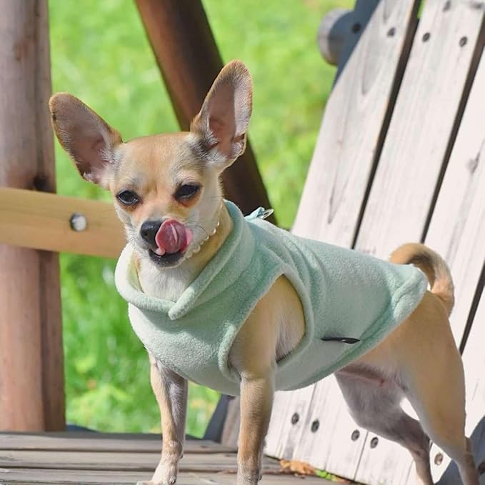 JACKO & CO - Fleece Vest Sweater with Leash Ring - Soft Lightweight Breathable for Puppies Small Medium Dogs, Kitten, Cats, Chihuahua - Warm for Fall/Autumn/Winter (Mint Green, XX-Large 25-35lbs)