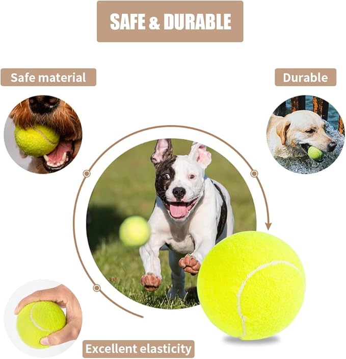 PTLSY Easy Catch Dog Tennis Balls - 16 Pack, Standard Size (2.5 inch) for Medium & Small Dogs