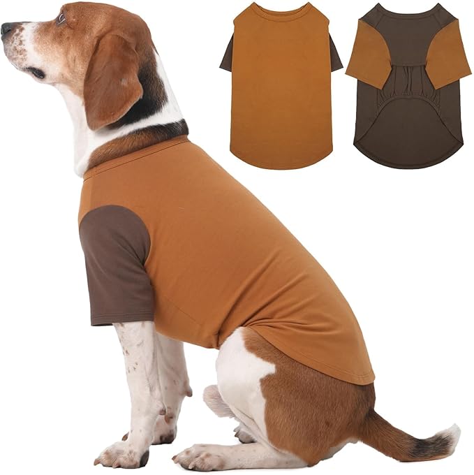 2 Pack X-Large Dog Shirts - Breathable Lightweight Basic Tees, Durable Moisture-Wicking Clothes for Beagle, Bullmastiff, Sleeping Hot Summer Day Outdoor Activities, Travel, Seaside, Brown