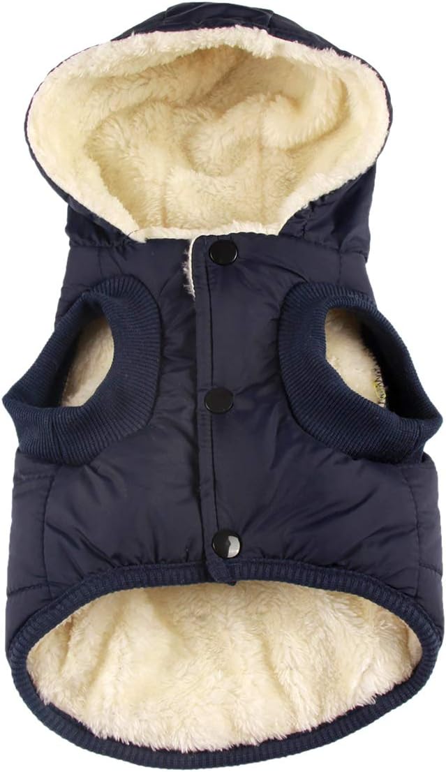 Fleece Lining Extra Warm Dog Hoodie in Winter for Large Dogs Jacket Pet Coats with Hooded,Blue XXL