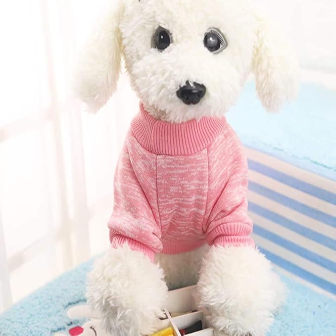 Idepet Pet Dog Classic Knitwear Sweater Soft Fleece Coat Thickening Warm Pup Dogs Shirt Winter Pet Dog Cat Clothes Puppy Customes Clothing for Small Dogs (XXS, Pink)