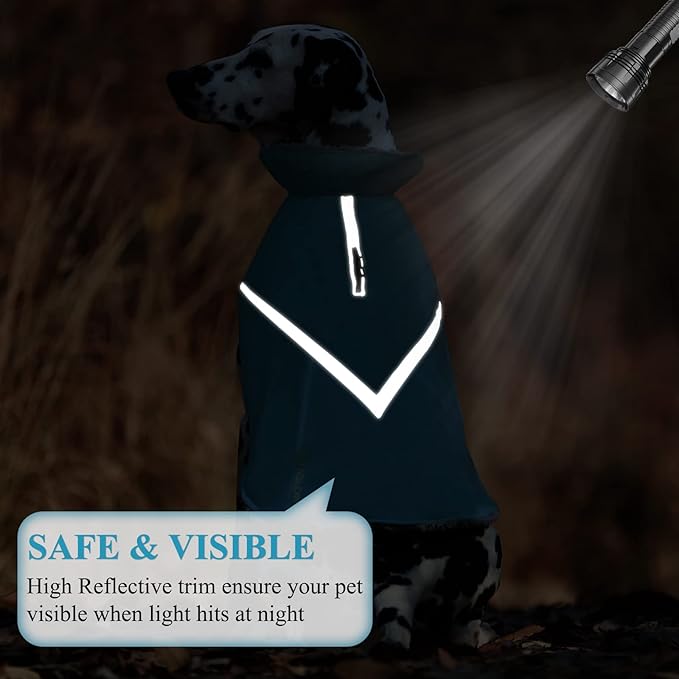 VIVAGLORY Snowrap Dog Coat, Jacket with Harness Hole & Velcro Closure, Dog Coat for Winter & Cold Weather, Fluffy Warm Fleece Lined Reflective Water Resistant for Puppy, XXS, Turquoise
