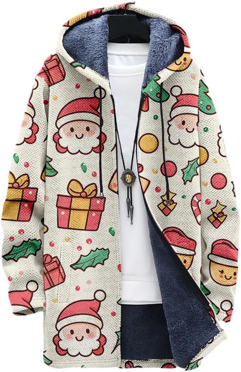 Oversized Full Zip Hoodie for Men Sherpa Fleece Lined Jacket with Hood Soft Warm Winter Coat with Pockets