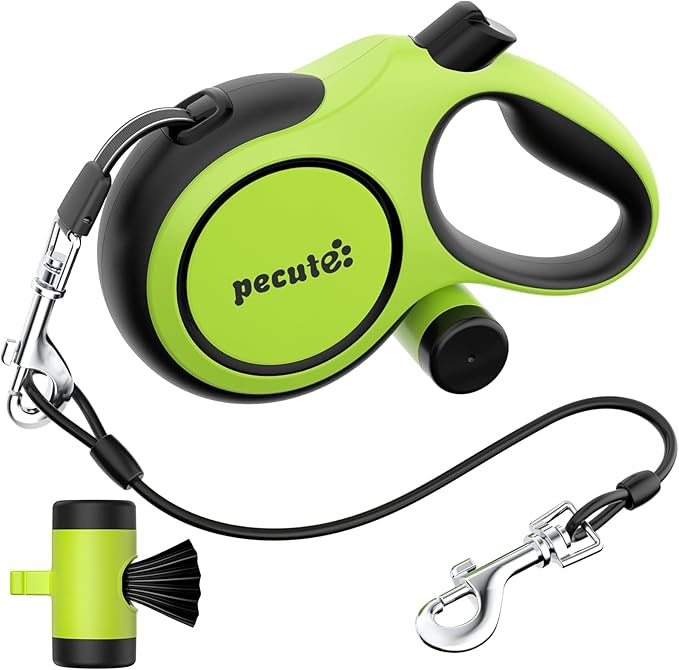 Retractable Dog Leash with Chew Proof Extender, 26ft Heavy Duty Retractable Pet Leash with Poop Bag Holder, Anti-Slip Grip, Reflective Leashes for Medium Large Pets up to 110 lbs(Green)