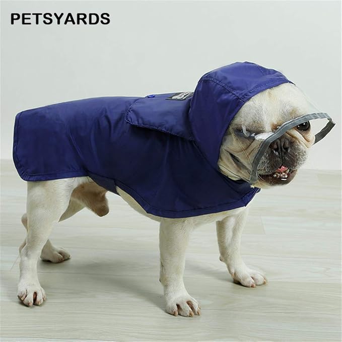 Pet Raincoat Packable Hooded Dog Rain Jacket Reflective Strips Lightweight Adjustable Poncho for Small Medium Large Dogs Blue XS