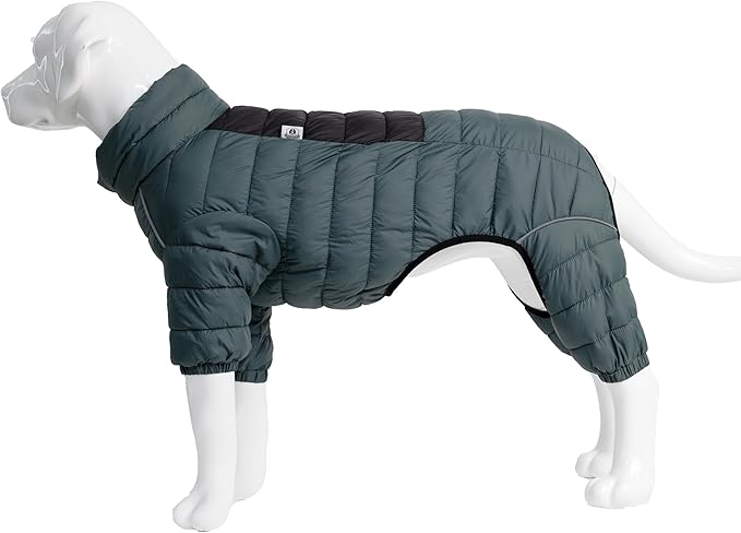 Lovelonglong Dog Coat - Warm Jacket, 4 Legs Covered Waterproof Windproof Reflective Dog Vest, Zippered Adjustable Outdoor Snow Jacket for Small to Large Dogs - ArmyGreen