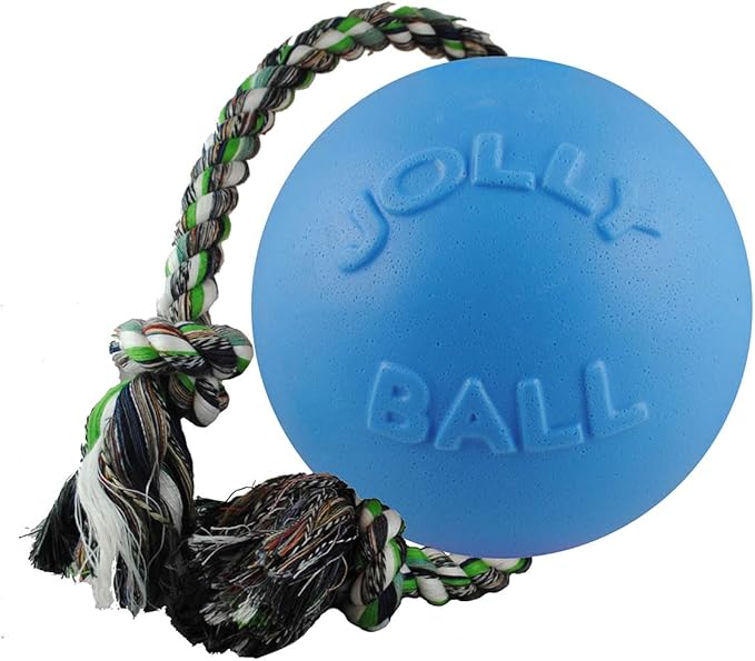 Jolly Pets Romp-n-Roll Rope and Ball Dog Toy, 4.5 Inches/Small, Orange