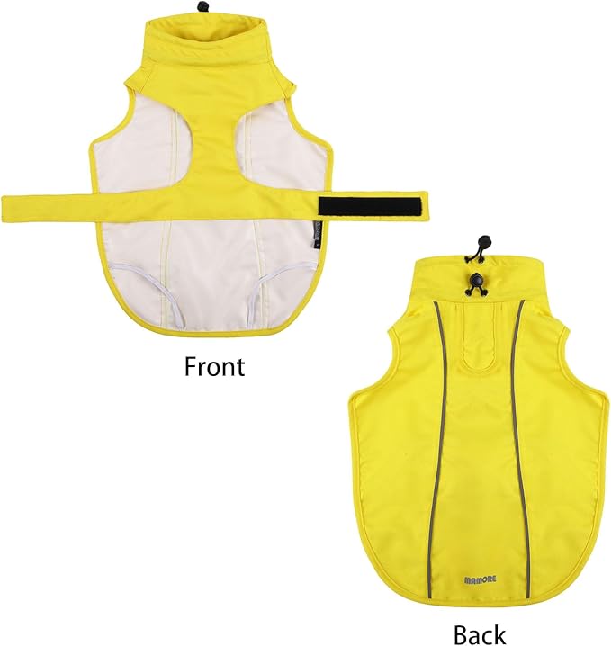 Waterproof Dog Raincoat, Adjustable Lightweight Dog Rain Jacket with Reflective Strip Leash Hole for Small Medium Large Dogs (Yellow, XX-Large(55-77lb))