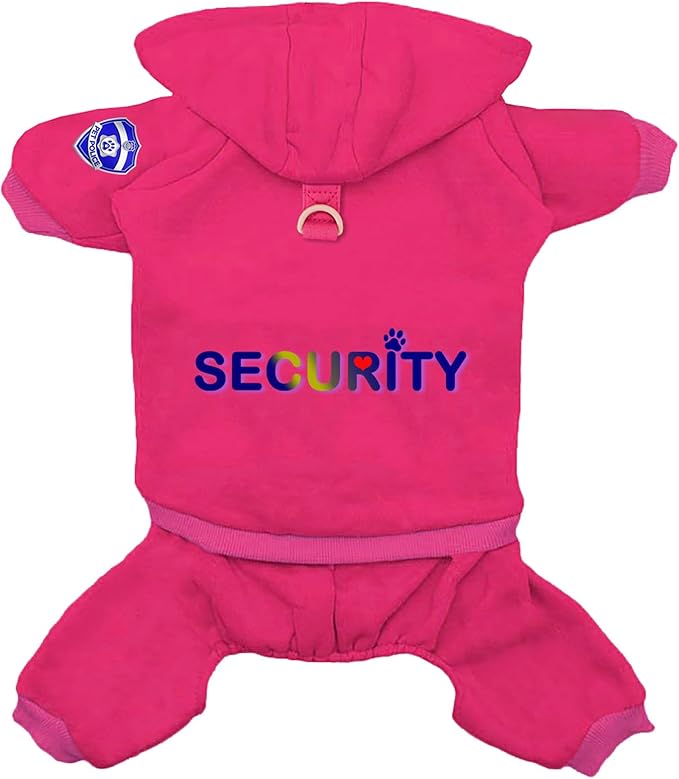 Dog Hoodie Security Clothes Tracksuit 4 Legs Jumpsuit Fleece Sweater Winter Sweat Shirt Warm Cotton Hoodies for Small Dog Medium Large Cat Magenta 4XL