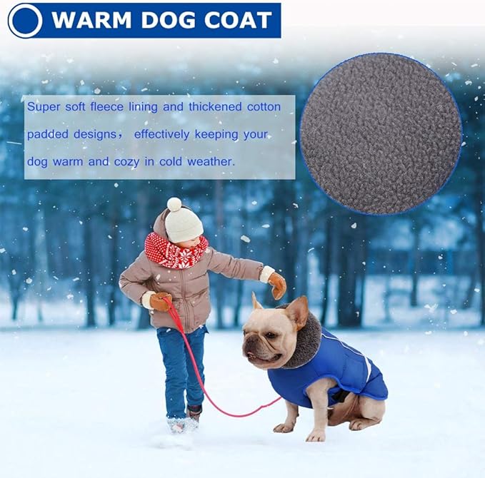 QBLEEV Warm Dog Coat - Reflective & Waterproof Winter Jacket, Turtleneck Pet Clothes with Thick Fleece Lining for Small to Large Dogs