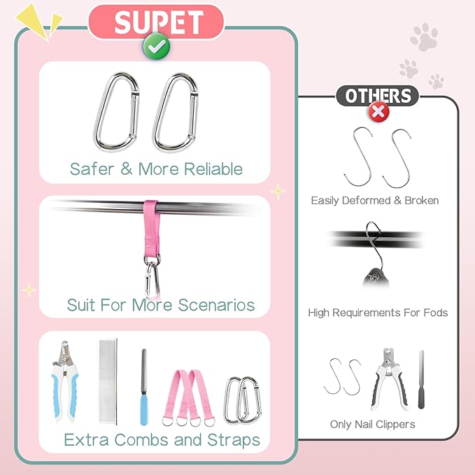 Supet Cat Grooming Hammock, Dog Hanging Harness for Nail Trimming Doorframe, Pet Holder Restraint for Clipping Nails, Pet Hoist Sling for Cutting Nails, Ear & Eye Cleaning, Medicine at Home (2XS)