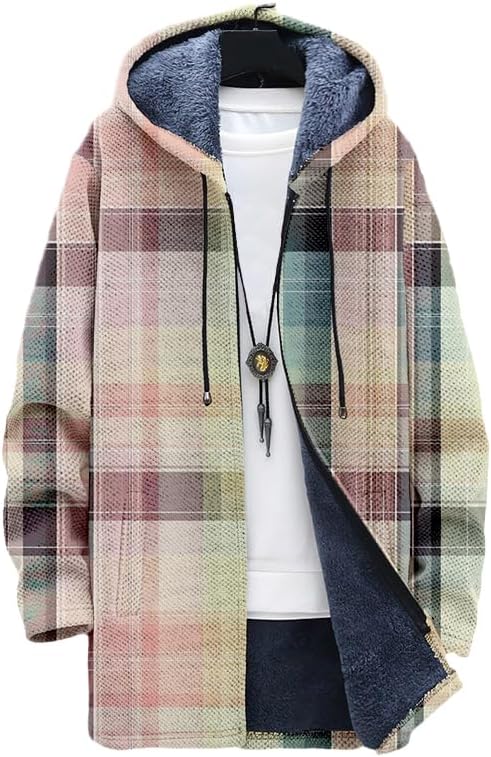Oversized Full Zip Hoodie for Men Sherpa Fleece Lined Jacket with Hood Soft Warm Winter Coat with Pockets