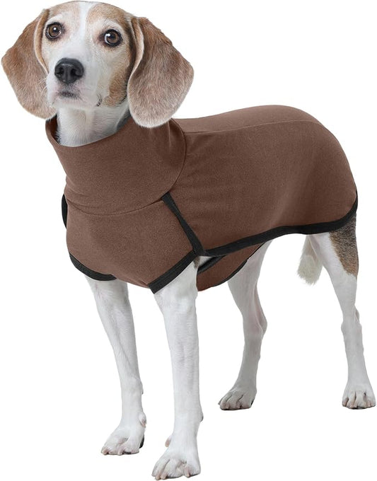 ROZKITCH Warm Dog Sweaters for Small Dogs Male Female, Pet Windproof Warm Cold Weather Jacket Vest Cozy Jumpsuit Apparel Outfit Clothes for Walking Hiking Travel Sleep Brown XS