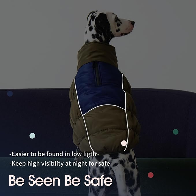 IECOii Extra Large Dog Coat, XXL Waterproof Snow Jacket with Fleece Lined, Reflective Turtleneck, Zipper for Large Dogs