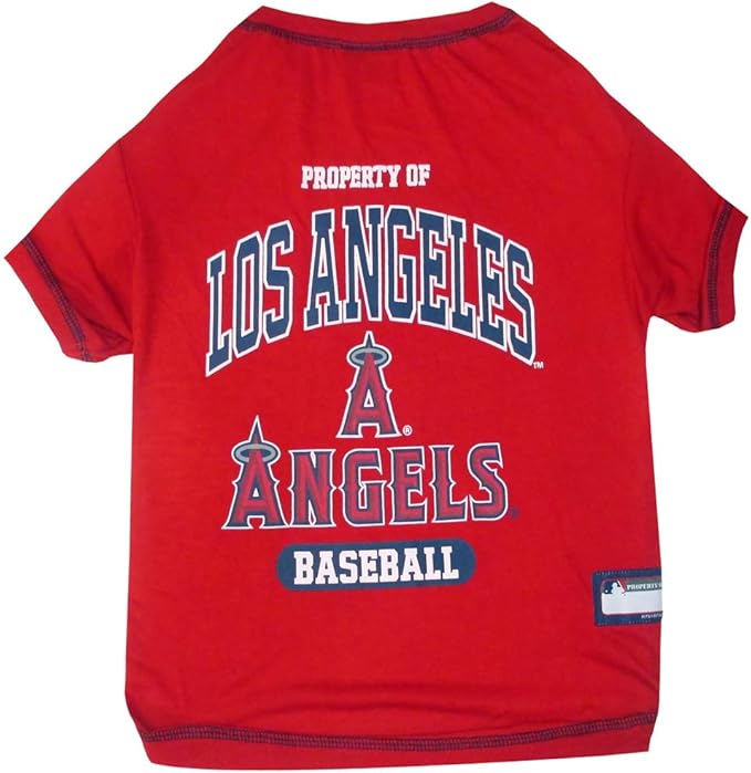 MLB LA Angels Dog T-Shirt, X-Small. - Licensed Shirt for Pets Team Colored with Team Logos. - Premium Stretchable Materials for The Comfort of Your Dog & cat.