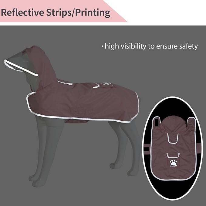 MAMORE Dog Raincoat Reversible,Waterproof Dog Rain Coat Hooded Slicker Poncho with Reflective Strip, Plaid Double Layer Rain Jacket for Small Medium Large Dogs (Pink, XX-Large)