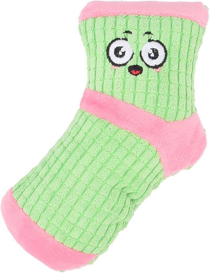 Squeaky Dog Toys, Funny Dog Toys Stuffed Plush Dog Toy, Cute Socks Dog Birthday Gift Dog Chew Toys Pet Toys for Small Medium Dogs(Pink Green)