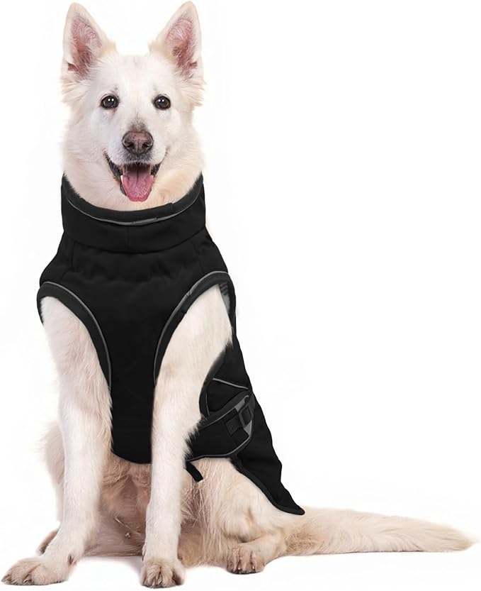 Warm Dog Coat for Winter,Waterproof Jacket with Zipper,Detachable Dog Coat with Adjustable Buckle,Comfortable Jacket for Dogs in Cold and Windy Days.XL Black