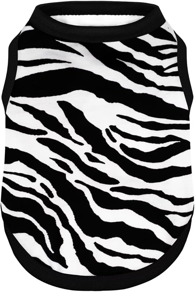 Adorable Zebra Print Dog Shirts – Lightweight, Cozy Outfit for Small to Medium Dogs, Soft & Snuggly Pet Wear for Everyday Comfort and Cuteness.Black M