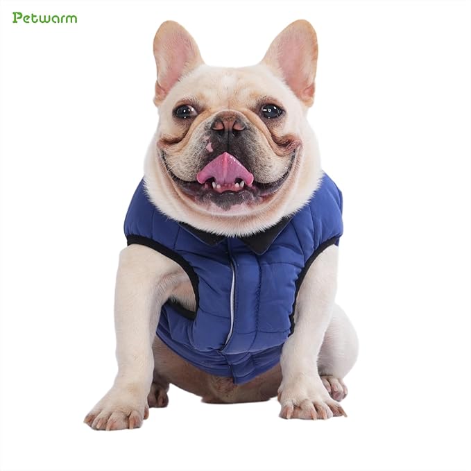 PetWarm Reversible Dog Cold Weather Coats, Waterproof Dog Puffer Vest, Vest for Dogs with Hook-and-Loop Strap, Windproof Outdoor Coat for Winter Walks and Snowy Days, Blue, XL