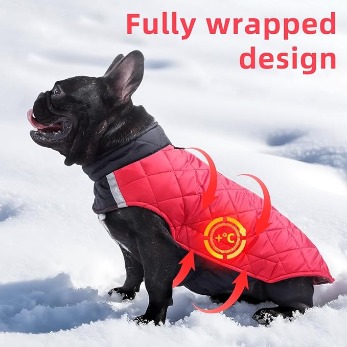 Reversible Waterproof Dog Coat - Adjustable Winter Jacket for Small to Large Breeds, Warm Cold Weather Apparel for Medium Dogs (Pink & Khaki, Large (Pack of 1))