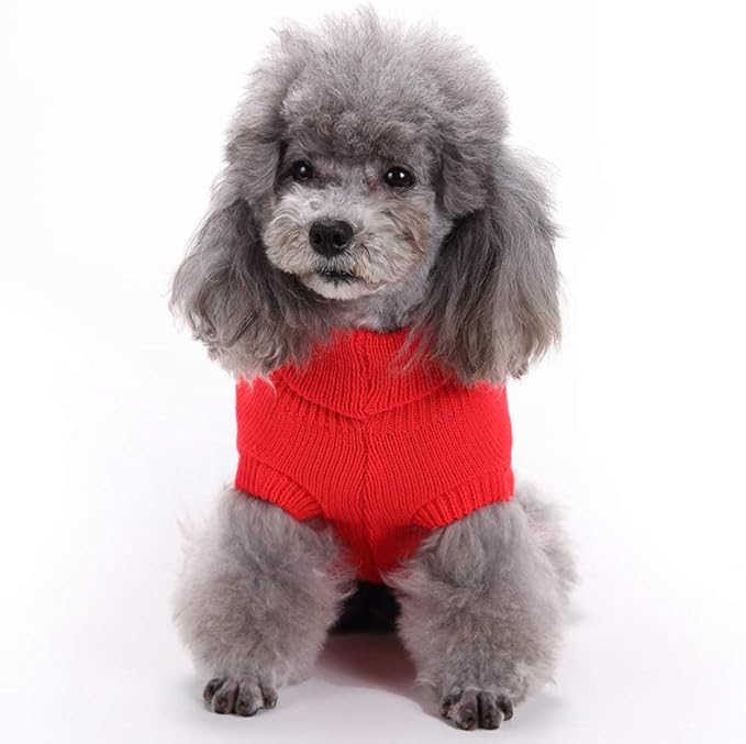 Classic Turtleneck Pet Sweater - Warm Dog & Cat Coat for Small, Medium & Large Dogs - Cute Winter Christmas Sweaters for Girls & Boys