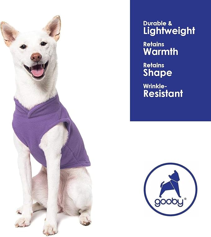 Gooby Fleece Vest Dog Sweater - Lavender, X-Small - Warm Pullover Fleece Dog Jacket with O-Ring Leash for Small to Medium Dogs