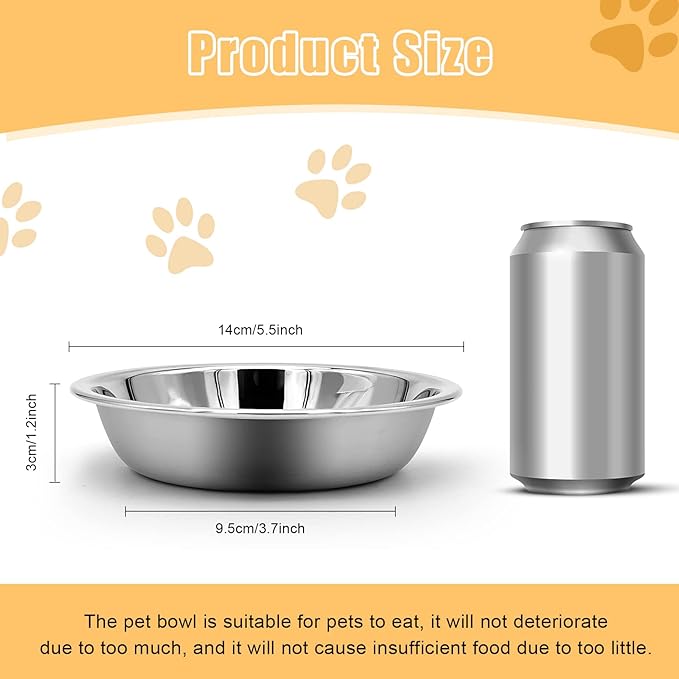 5 PCS Stainless Steel Cat Bowl-Shallow Wide Flat Cats Food Bowls,Metal Kitten Dishes Whisker Friendly Fatigue Relief,Replacement Basic Kitty Plates for Elevated Stand,Dishwasher Safe…