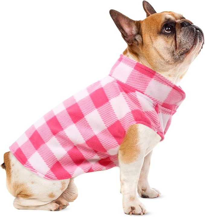 Kama Bridal 3 Pack Dog Coat - Spring, Autumn, Winter - Fleece Vest for Cats & Dogs - Small & Medium - Red, Pink, Purple Plaid (M)