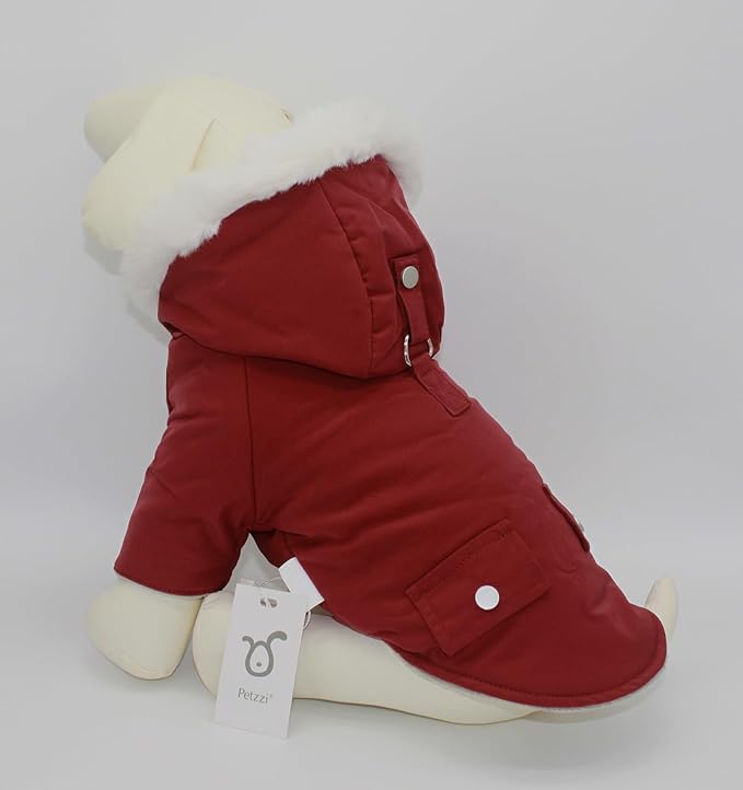 Pet Warm Dog Coat for Winter Cold Weather Dog Clothes Hooded Dog Jacket Small Puppies Medium Large Dog Cat Clothes Insulated Padded Snow Jacket (X-Large, Dark Red)