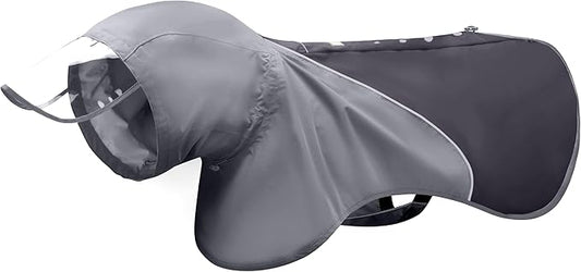 Slip-On Dog Rain Poncho, Quick & Easy to Wear Dog Raincoat, Unrestricted, Super Lightweight, and Waterproof Rain Jacket for All Breeds, Adjustable and Reflective (Grey, 2XL)