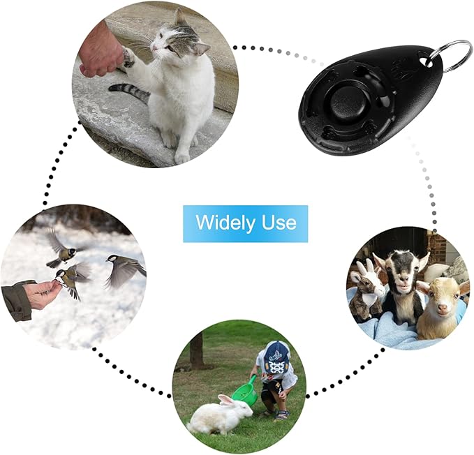 Diyife Dog Clicker for Training, 2 Pack Dog Training Clicker, Clicker Dog Training with Wrist Strap, Pet Training Clicker, Perfect for Dog Cat Puppies Behavioral Training (Black and Water Lake Blue)