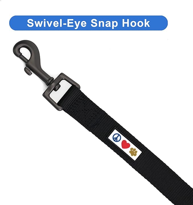 Pawtitas 6 FT Solid Color Leash - Comfortable Handle Dog Training Leash 6 ft Medium/Large Black
