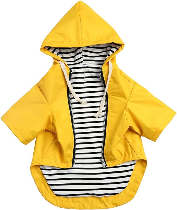 Dog Raincoat rain Jacket Raincoat Dogs Waterproof Small Medium Breeds Zip Closure Storage Pocket Harness Hole Yellow XS